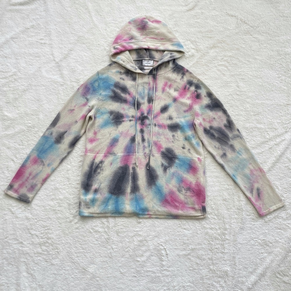 Harden Mens Cashmere Swirl Tie Dye Hoodie Sweater Multicolor Made in USA Small